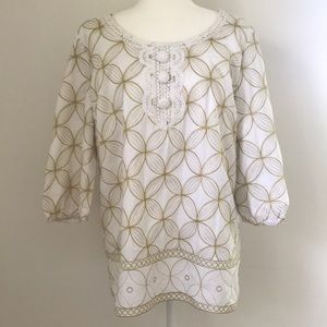Lilly Pulitzer White& Gold Embroidered Tunic